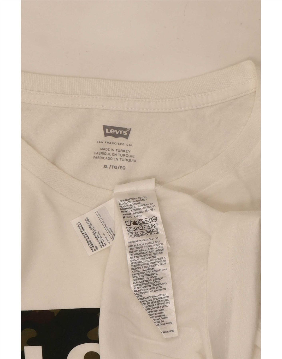 Camiseta gráfica masculina Levi's Top XL algodão branco
