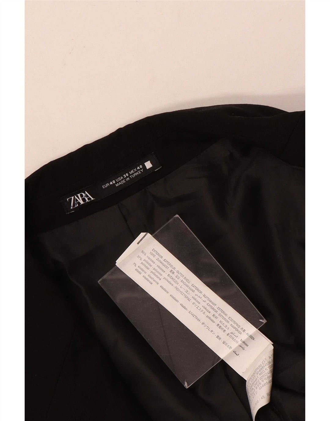 Jaqueta blazer masculina Zara com 2 botões EU 48 Viscose preta média
