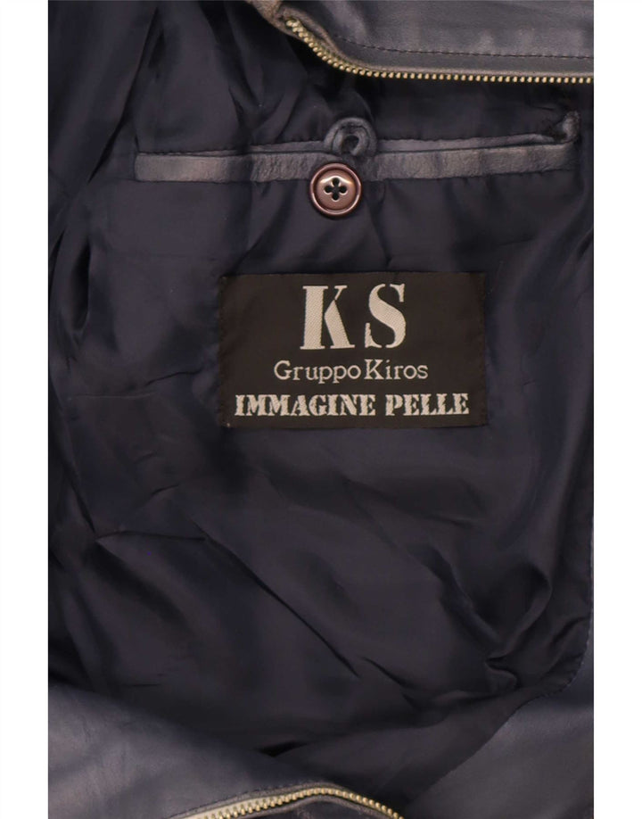 Jaqueta de couro masculina Kiros IT 52 XL azul marinho