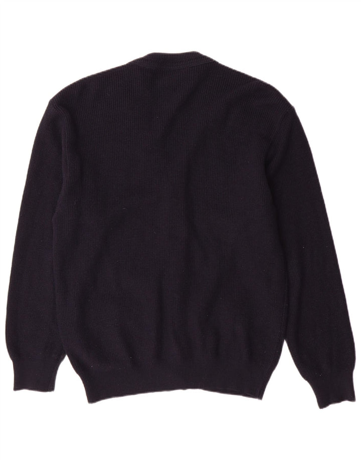 Suéter cardigã feminino Malagrida Reino Unido 14 lã azul marinho médio