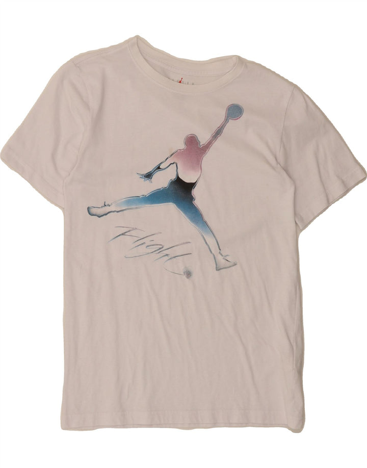 JORDAN Boys Graphic T-Shirt Top 13-14 Years XL  White Cotton Vintage Jordan and Second-Hand Jordan from Messina Hembry 