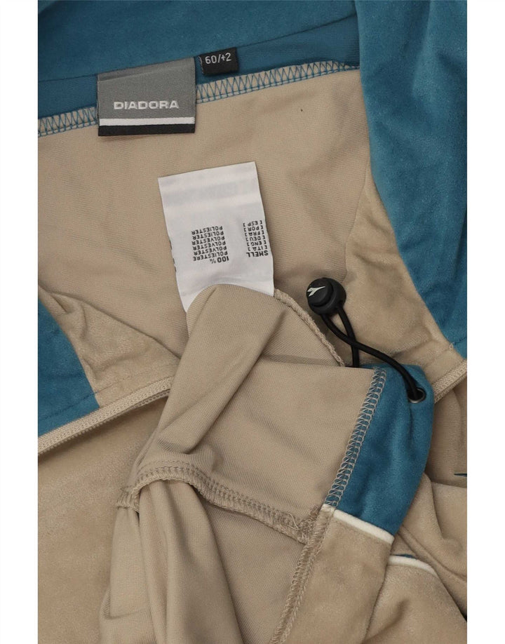 Diadora Mens Velour Tracksuit Top Jacket 3XL Bege Colourblock Poliéster