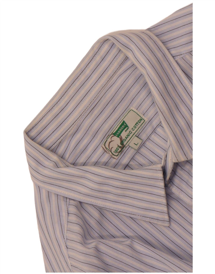 Camisa masculina Carrera grande algodão listrado azul