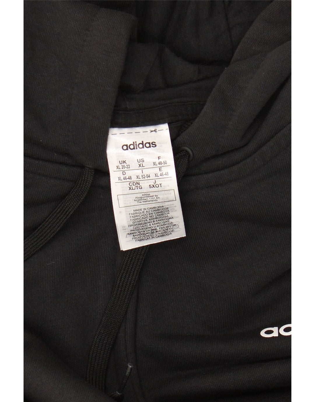 ADIDAS Suéter feminino com capuz e zíper UK 20/22 XL algodão preto
