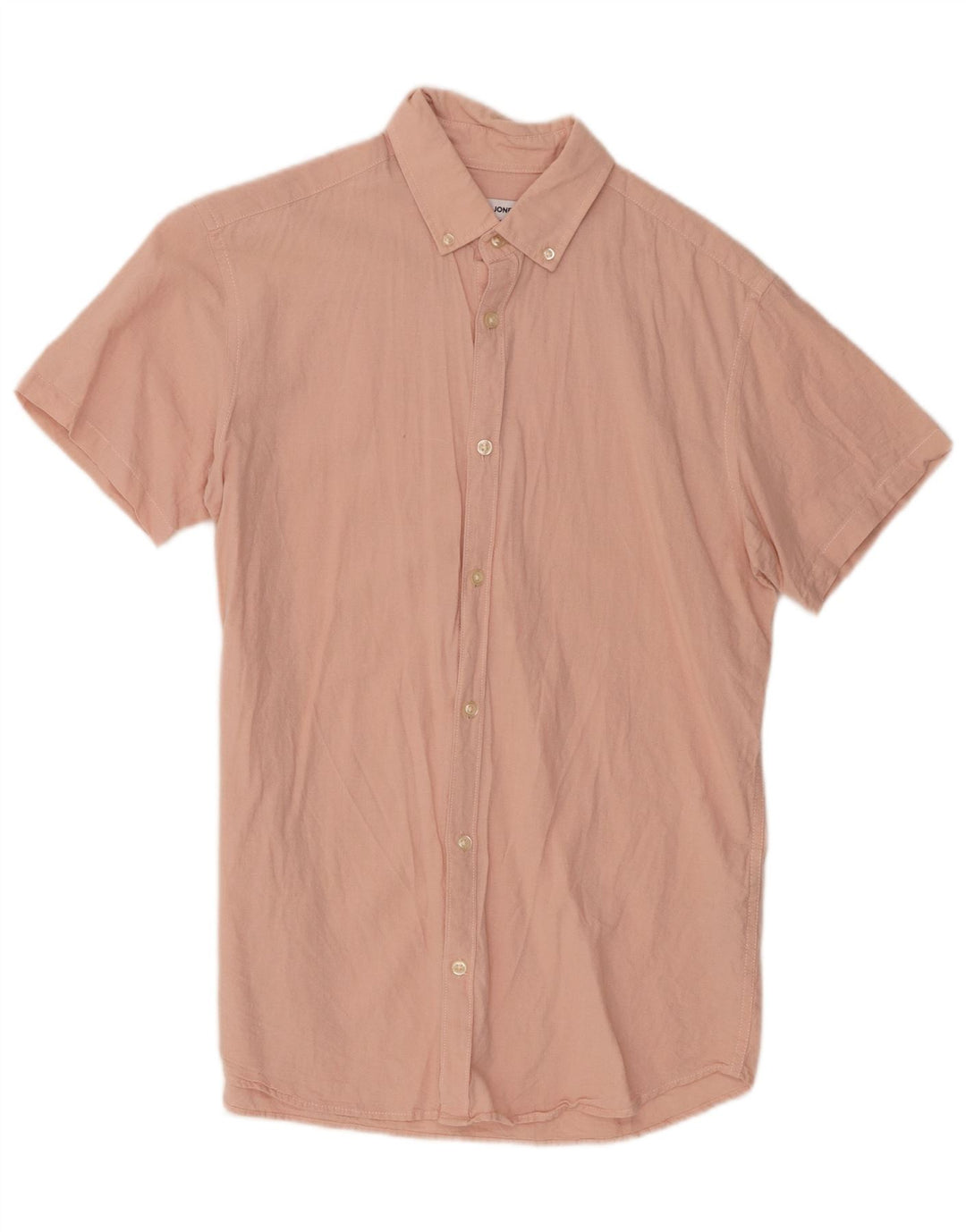 Camisa masculina de manga curta Jack & Jones algodão rosa médio