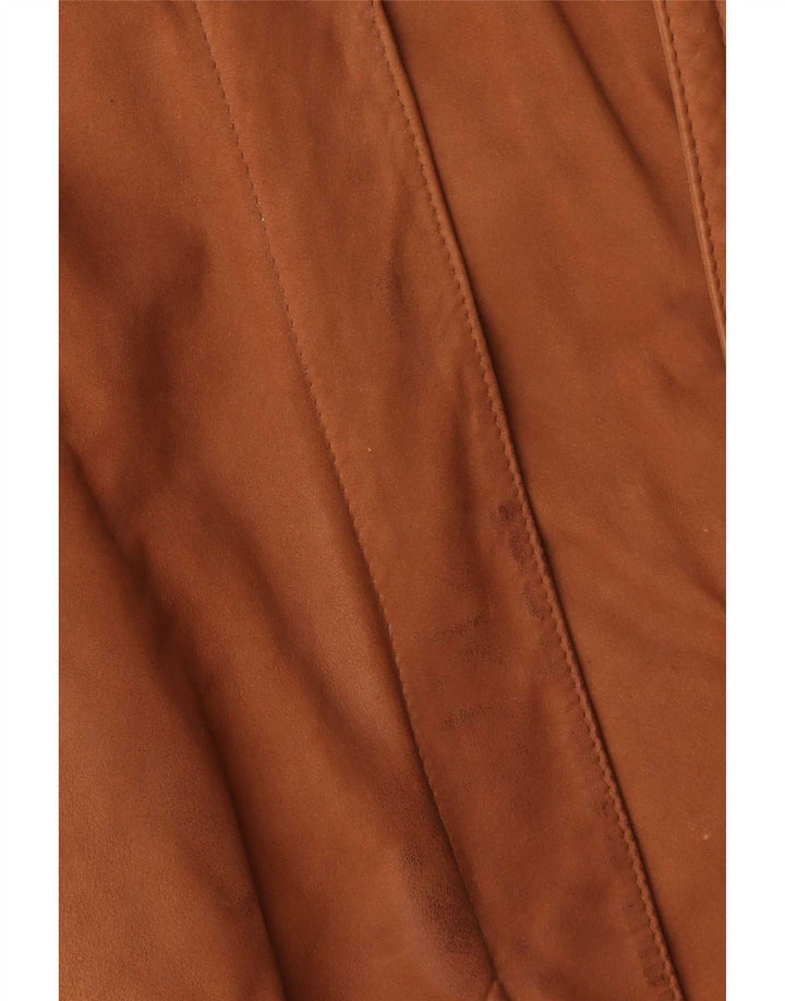 Casaco de couro masculino vintage UK 40 grande marrom