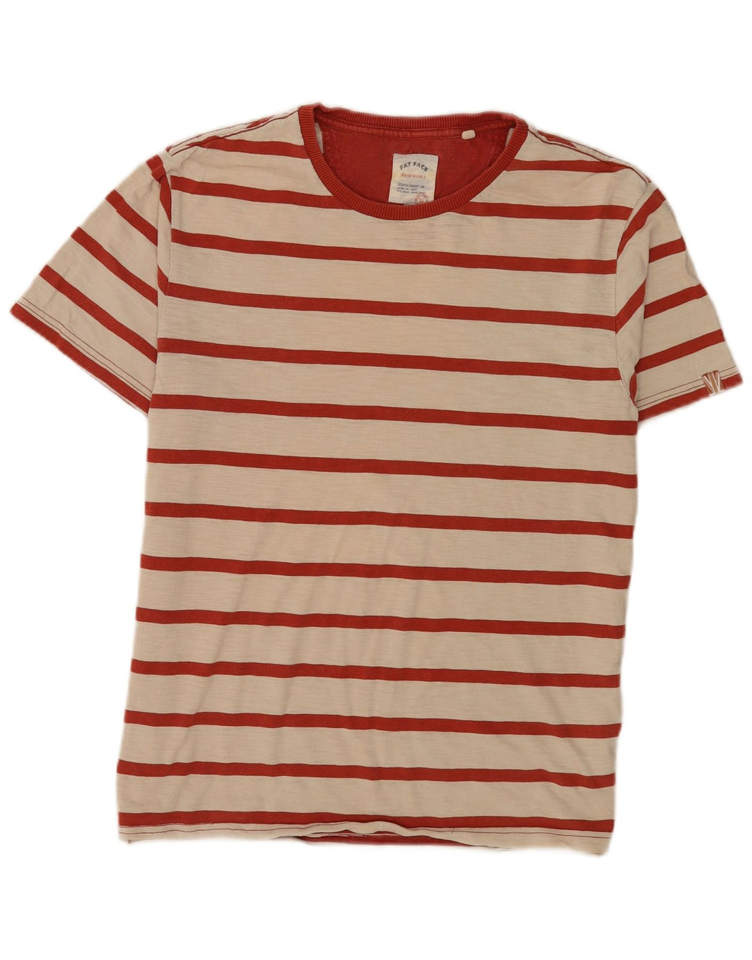 Camiseta masculina Fat Face Top de algodão listrado bege médio