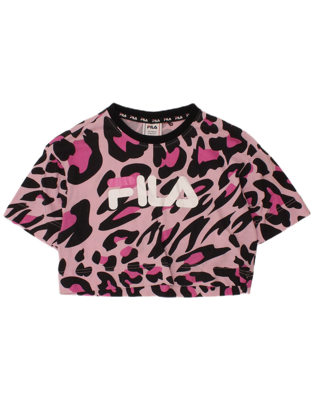 Camiseta feminina FILA Crop Graphic 9-10 anos rosa algodão estampa animal