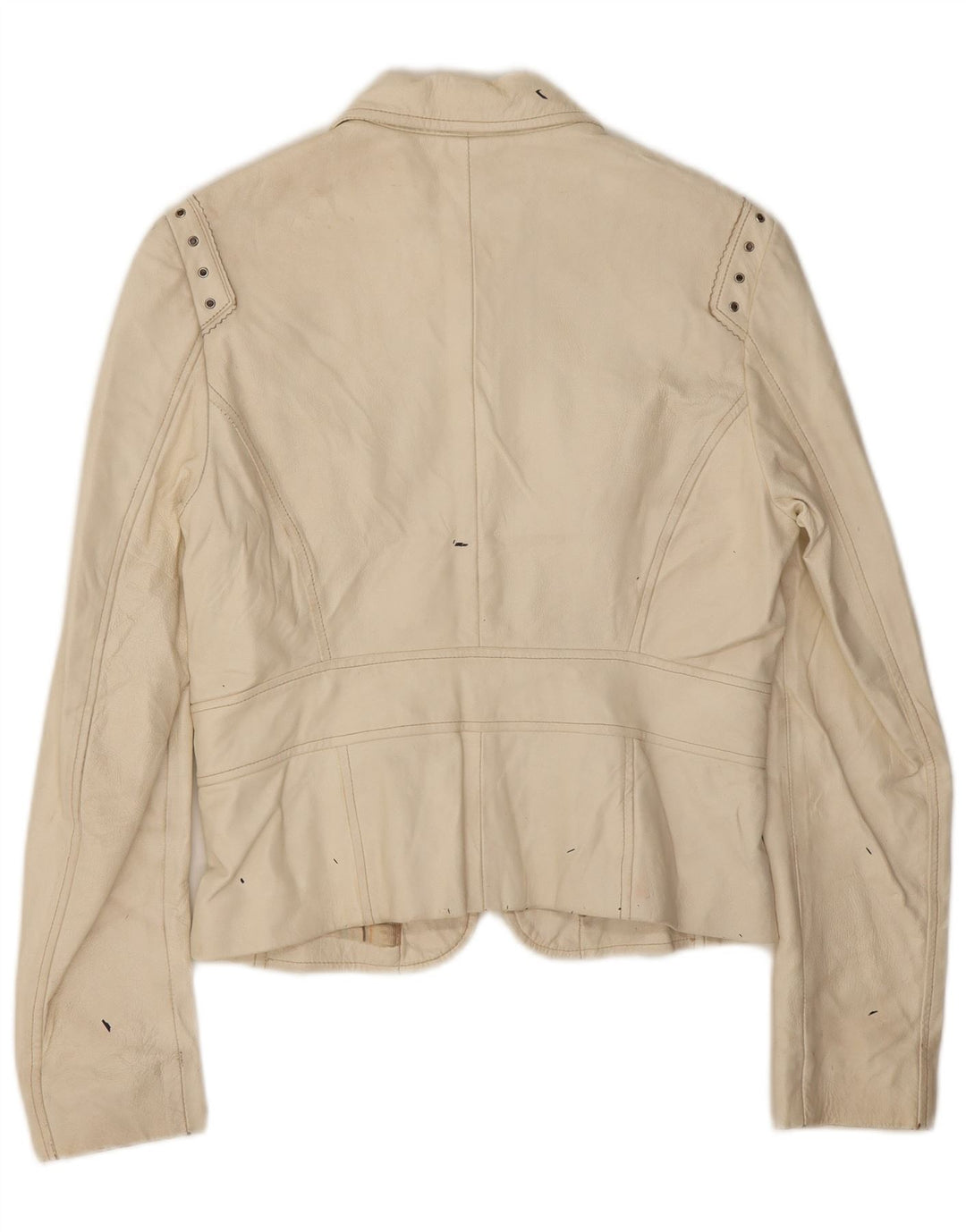 Jaqueta feminina de couro cropped Conbipel IT 44 couro branco médio