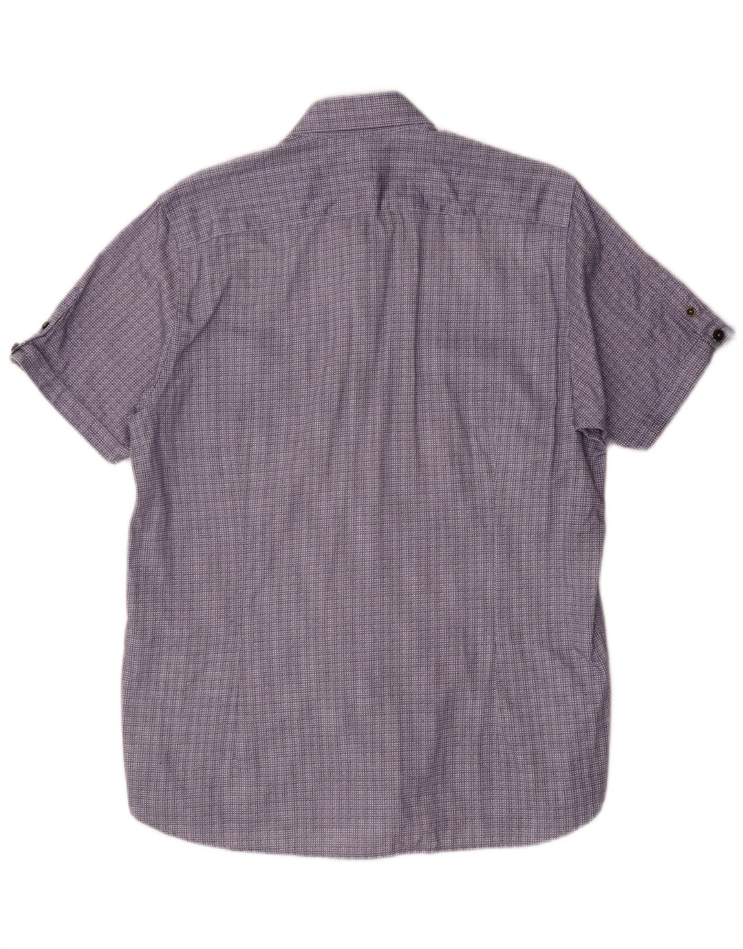 Camisa masculina de manga curta Ted Baker tamanho 4 grande algodão geométrico azul marinho