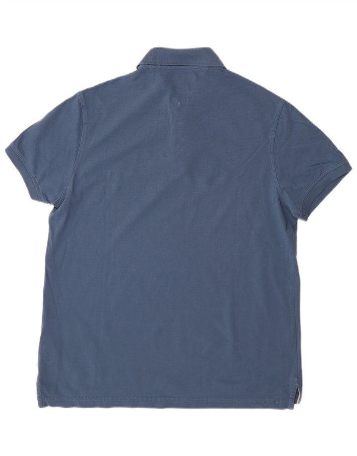Camisa polo masculina TOMMY HILFIGER regular fit pequena algodão azul