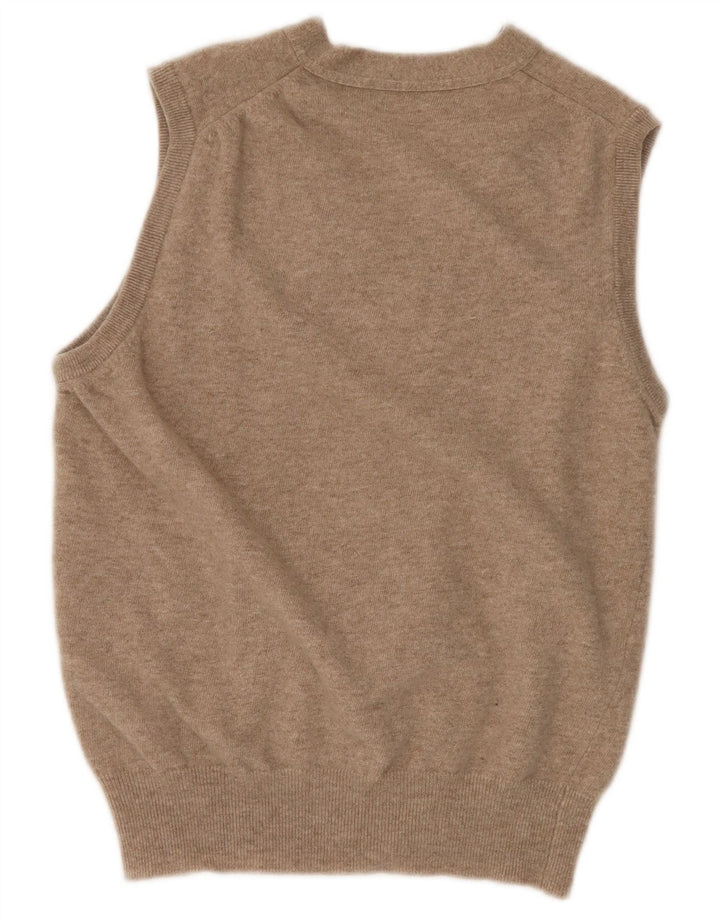 Suéter cardigã feminino sem mangas BOGGI MILANO Reino Unido 14 lã bege médio