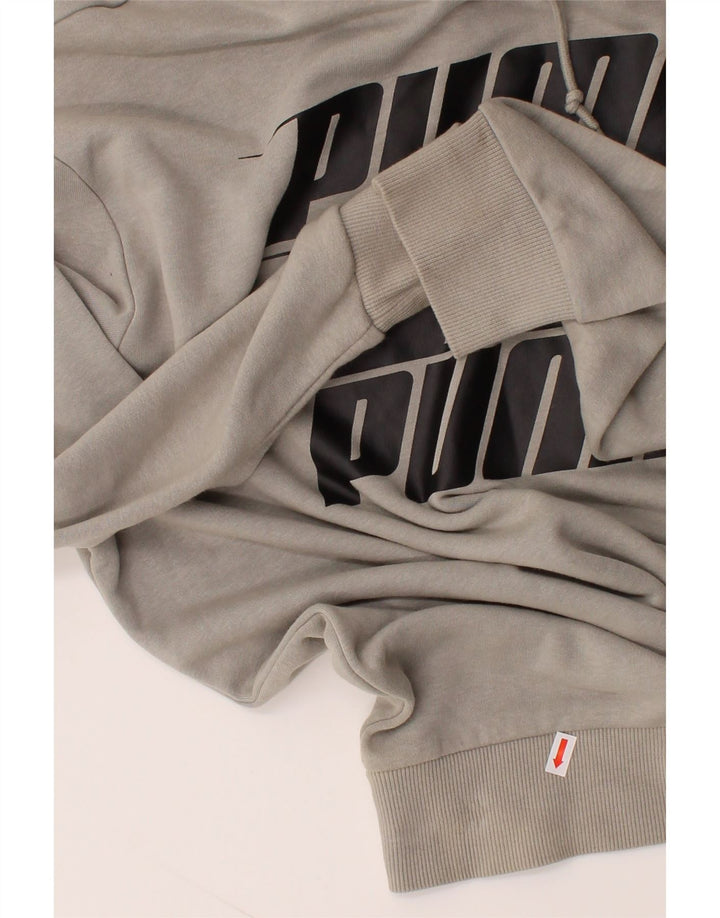 PUMA Mens Graphic Hoodie Jumper Medium Off White Cotton Vintage Puma and Second-Hand Puma from Messina Hembry 