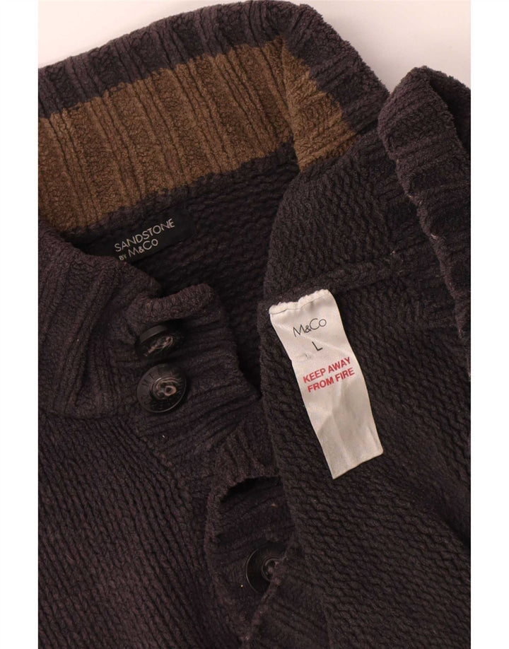 Suéter masculino M&Co com gola redonda e poliéster cinza grande