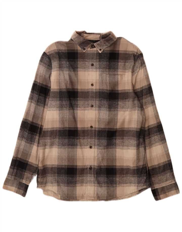 Camisa masculina de flanela Marks & Spencer grande algodão xadrez marrom