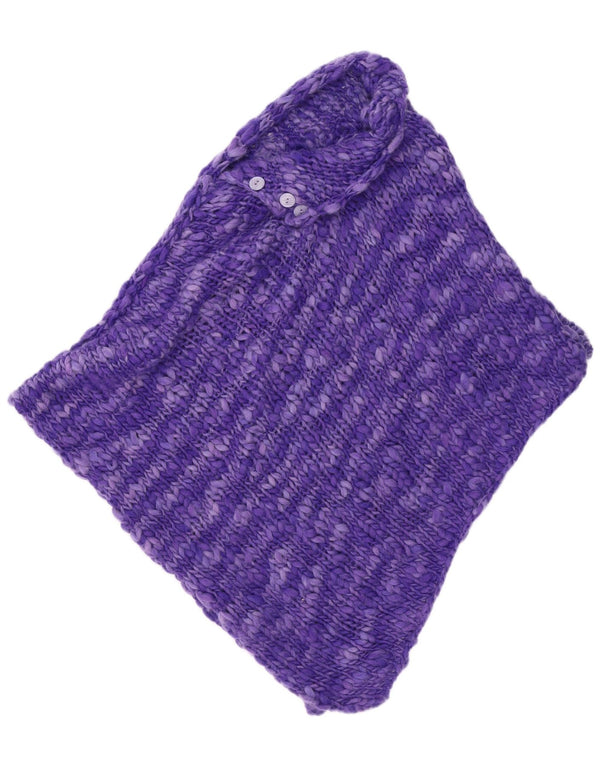 Poncho Jumper feminino vintage tamanho único roxo manchado