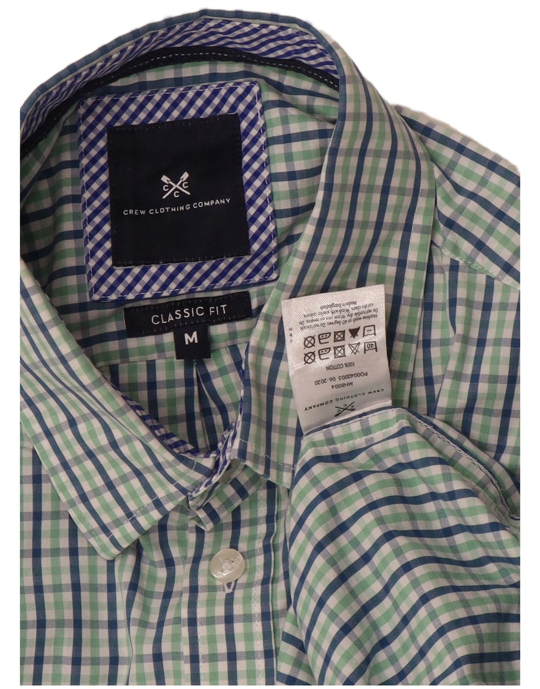Crew Clothing Camisa masculina clássica de ajuste médio verde algodão guingão