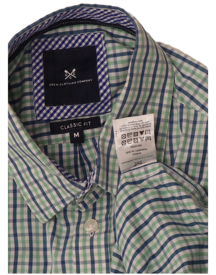 Crew Clothing Camisa masculina clássica de ajuste médio verde algodão guingão