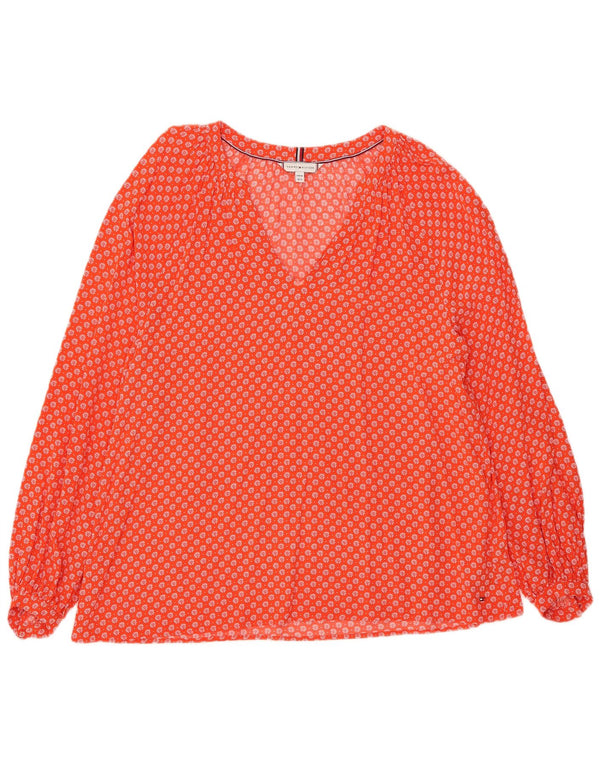 Blusa feminina de manga comprida Tommy Hilfiger UK 12 médio vermelho floral
