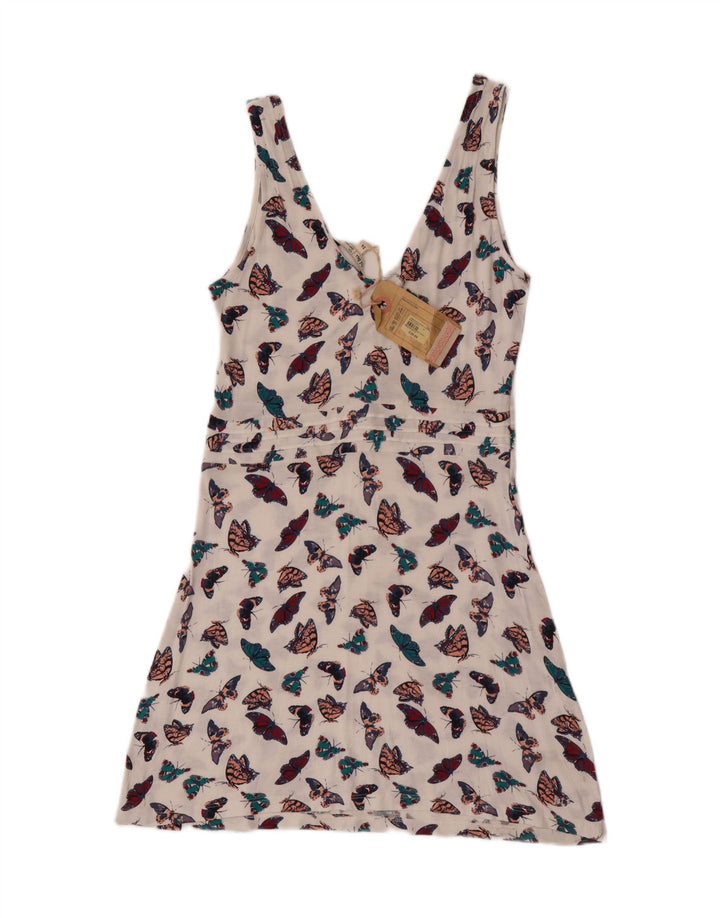 Vestido de verão feminino Fat Face Reino Unido 14 borboleta de viscose branca média