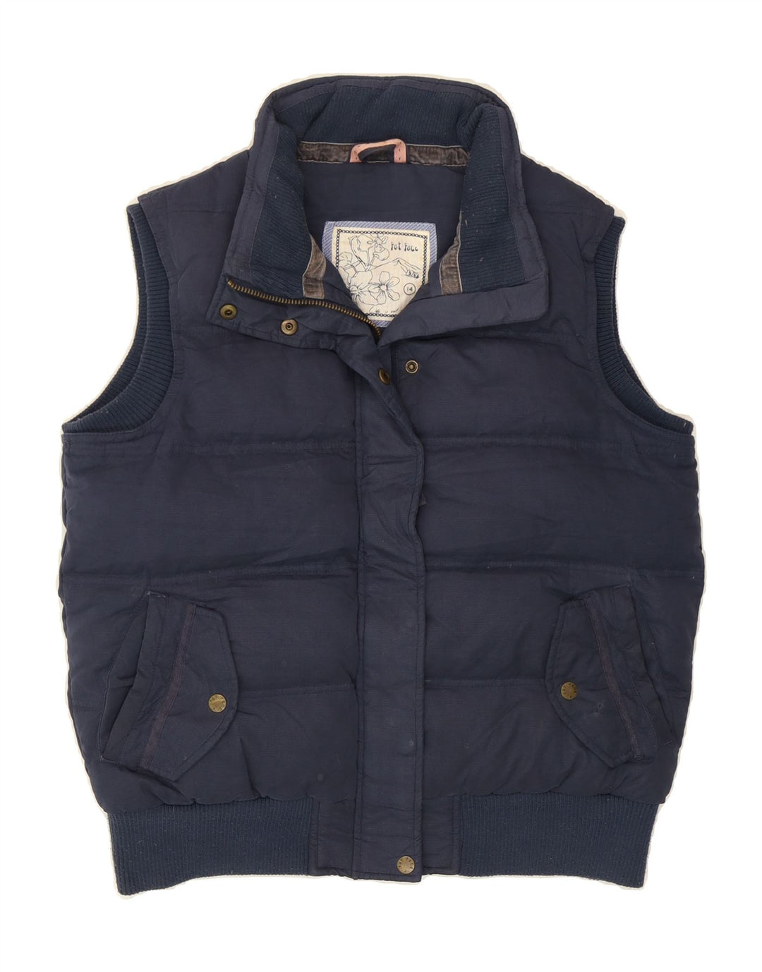 FAT FACE Womens Padded Gilet UK 14 Large  Navy Blue Cotton Vintage Fat Face and Second-Hand Fat Face from Messina Hembry 