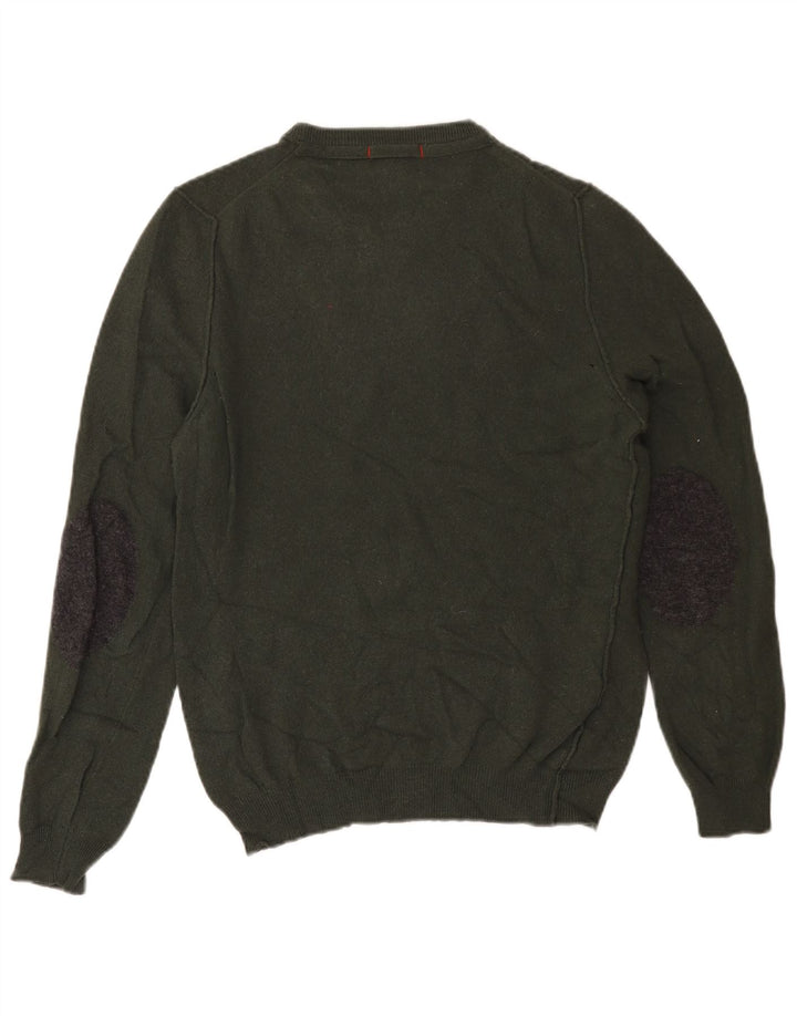 Suéter feminino WOOLRICH com gola redonda Reino Unido 14 lã cáqui média