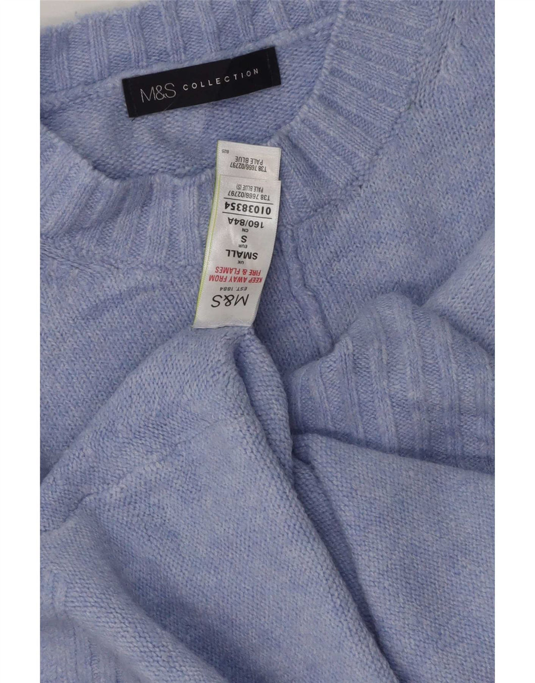 Suéter feminino Marks & Spencer Longline com gola redonda Reino Unido 10 pequeno azul