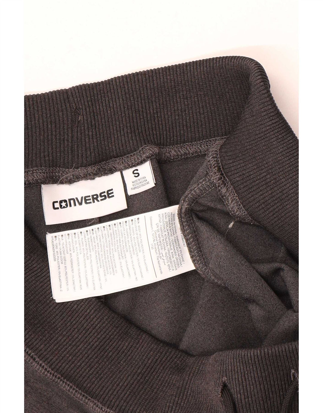 Calça de treino feminina Converse Joggers UK 10 poliéster cinza pequeno