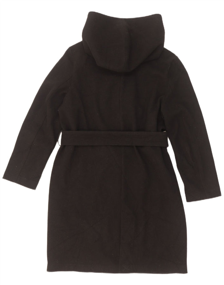 Casaco feminino com capuz duplo Zara UK 14 poliéster preto médio