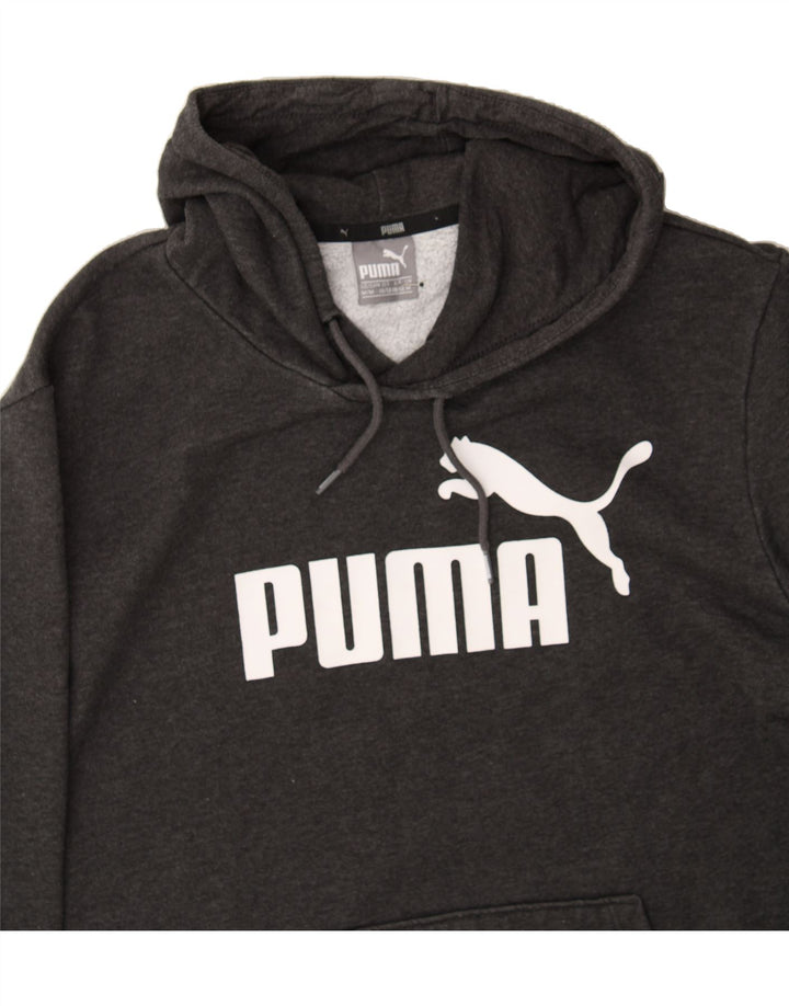 PUMA Mens Graphic Hoodie Jumper Medium Grey Cotton Vintage Puma and Second-Hand Puma from Messina Hembry 