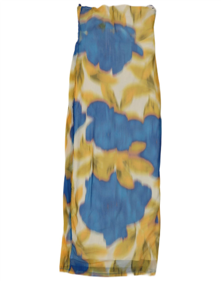 Vestido feminino sem alças ZARA Reino Unido 8 pequeno algodão tie-dye multicolorido