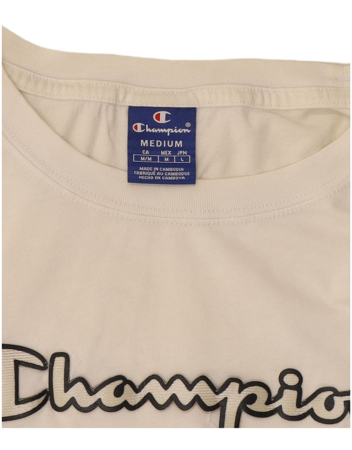 Camiseta feminina Champion Crop Graphic Top UK 14 Médio Branco