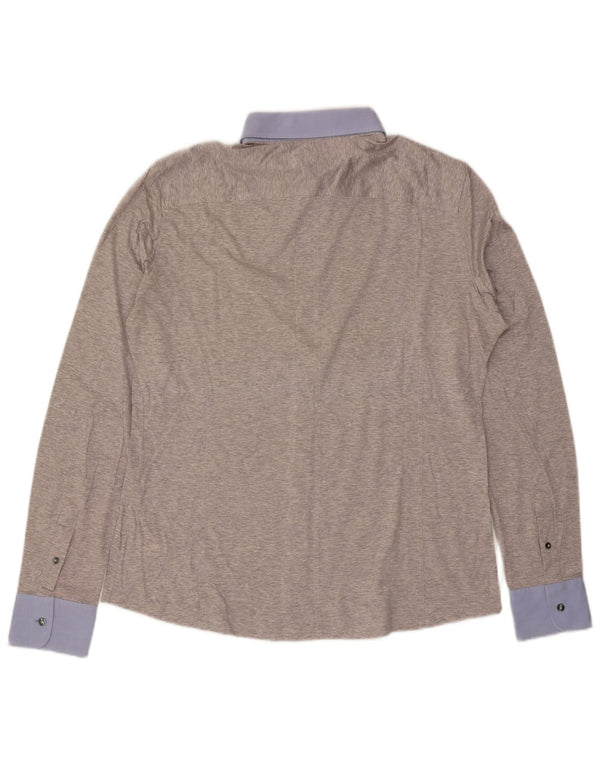 Camisa masculina Dolce & Gabbana tamanho 44 17 1/2 XL cinza colorblock algodão