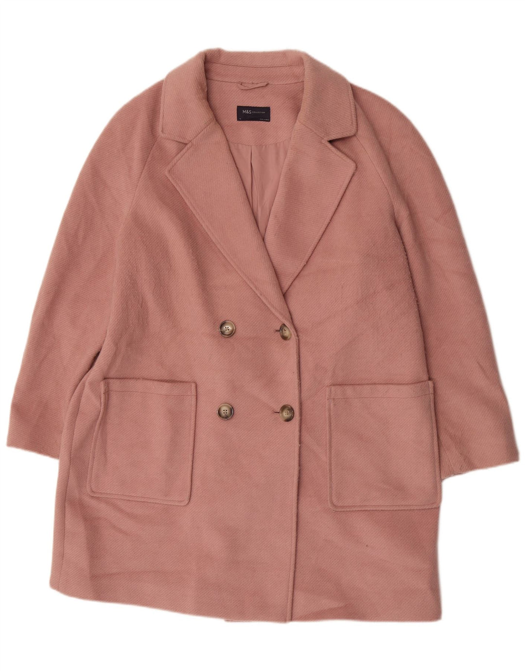 Casaco feminino Marks & Spencer com peito duplo UK 18 XL poliéster rosa