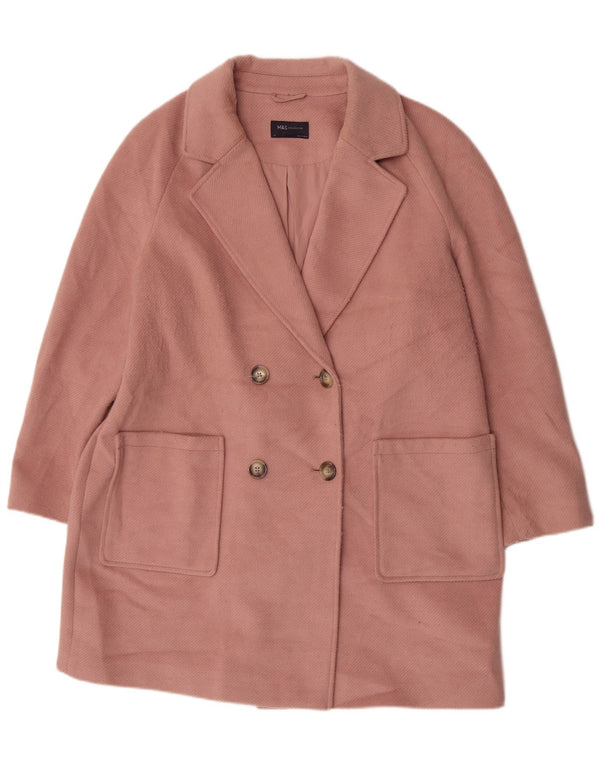 Casaco feminino Marks & Spencer com peito duplo UK 18 XL poliéster rosa