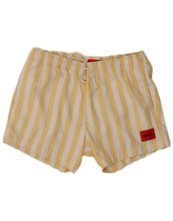 Hugo Boss Shorts de natação masculino grande listrado amarelo