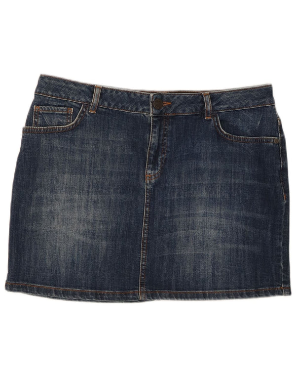 Mini saia jeans feminina Fat Face UK 14 grande W32 algodão azul