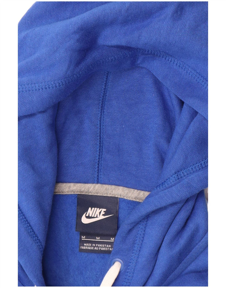 Suéter feminino Nike com capuz e zíper gráfico UK 14 médio azul algodão