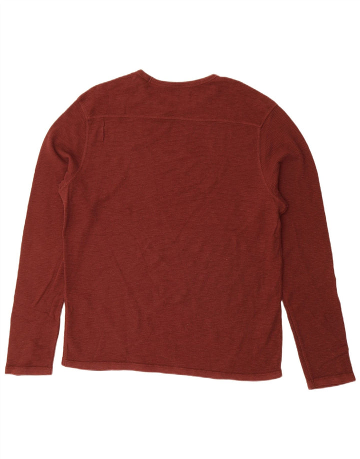 All Saints Top masculino de manga comprida grande algodão marrom