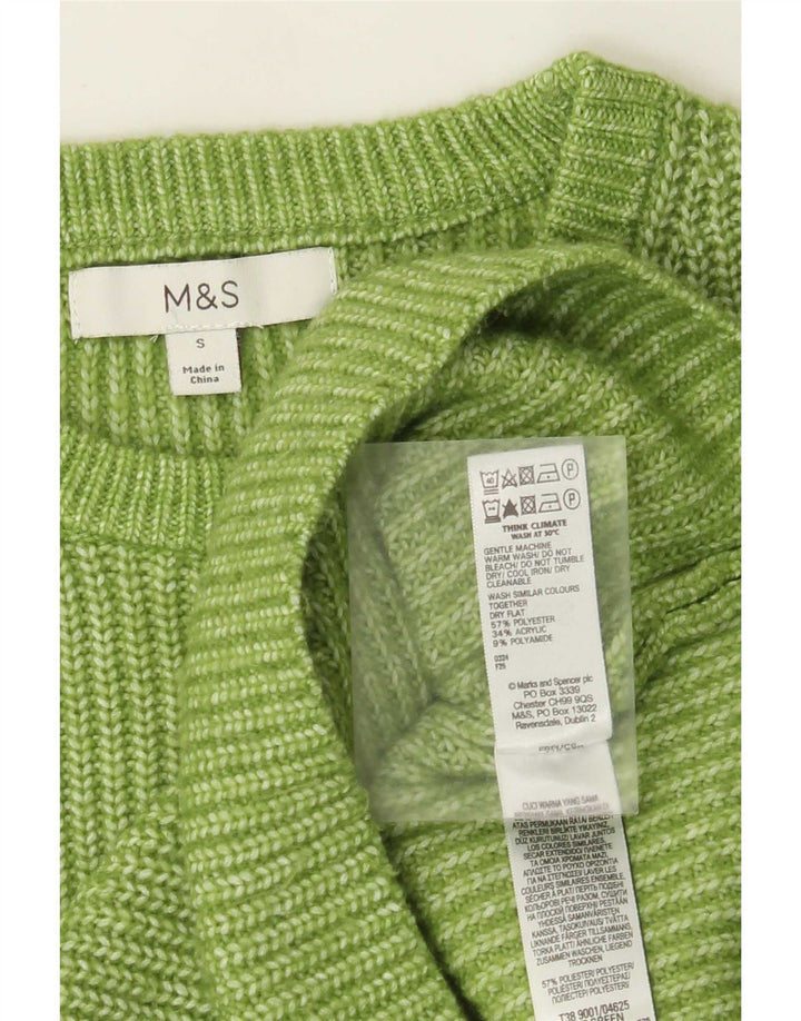Suéter feminino Marks & Spencer com gola canoa e poliéster verde pequeno Reino Unido 10