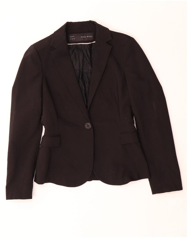 Jaqueta blazer feminina Zara com 1 botão Reino Unido 10 pequeno poliéster preto