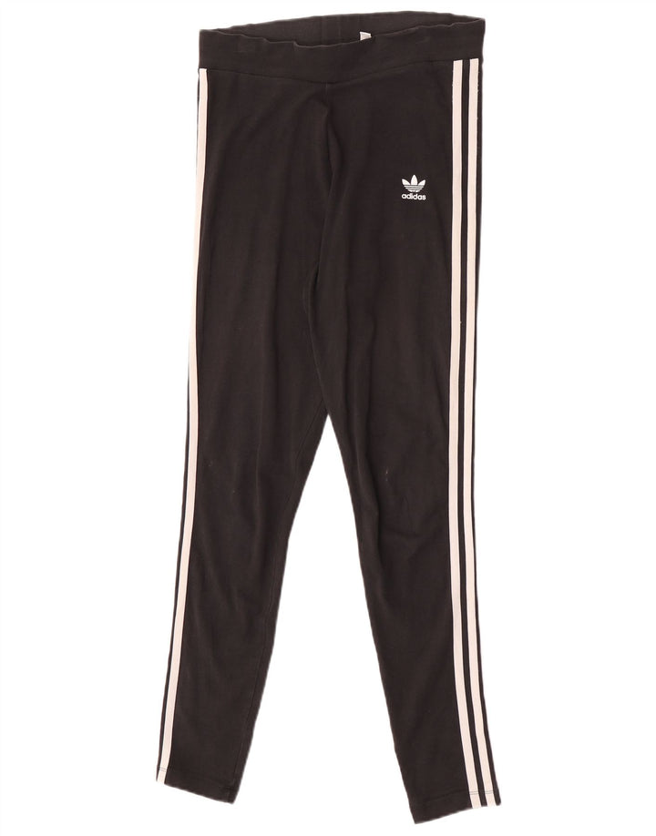 Leggings Adidas Femininas Slim Fit UK 12 Médio Algodão Preto
