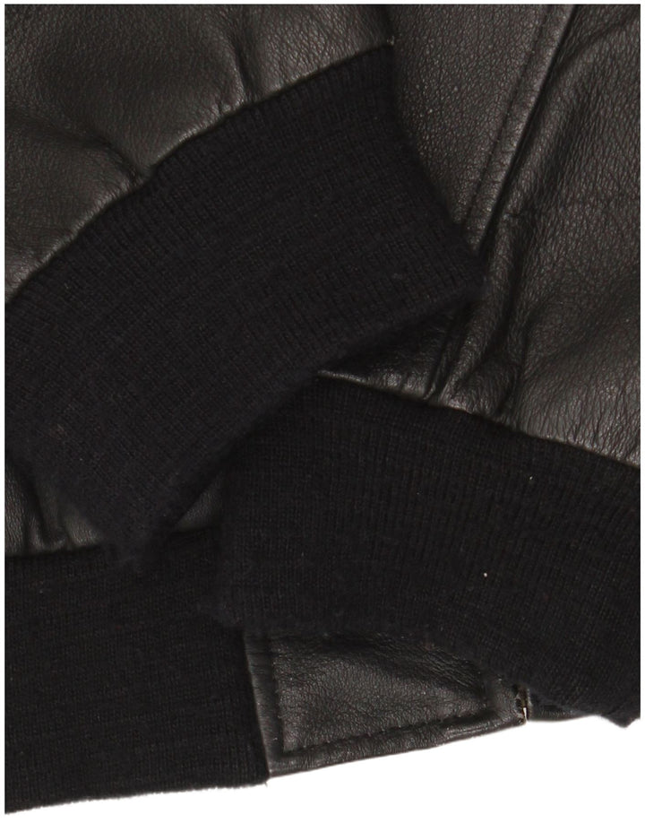 Jaqueta masculina de couro bomber Henry Morell EU 48 couro preto médio