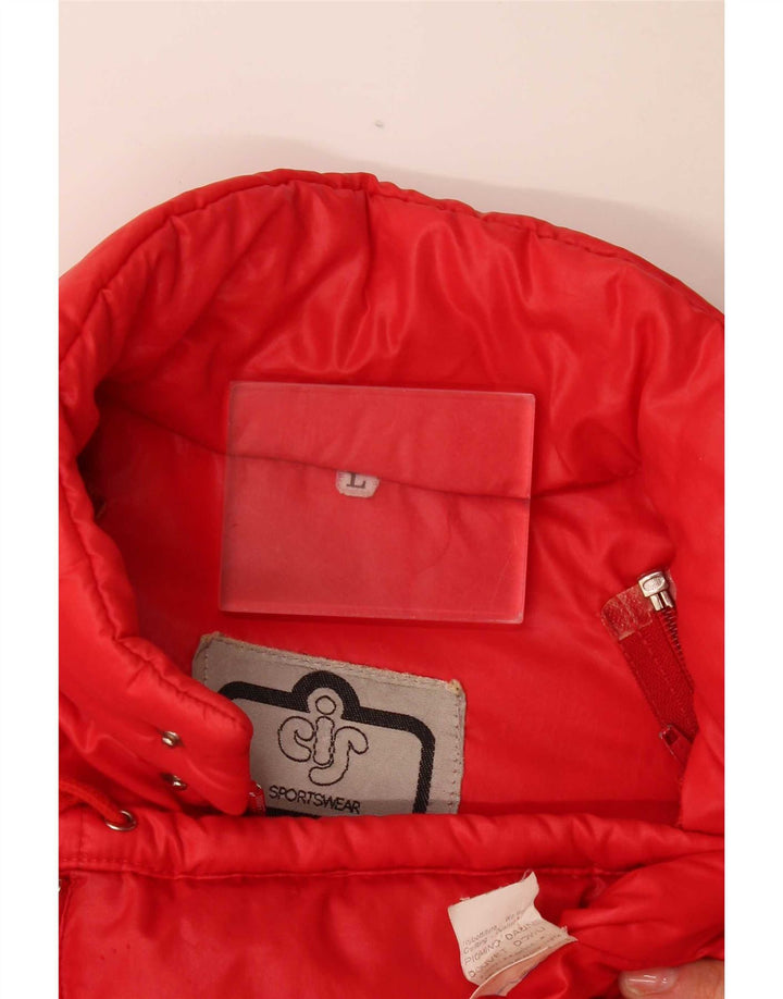 Jaqueta acolchoada masculina vintage UK 40 grande poliamida vermelha