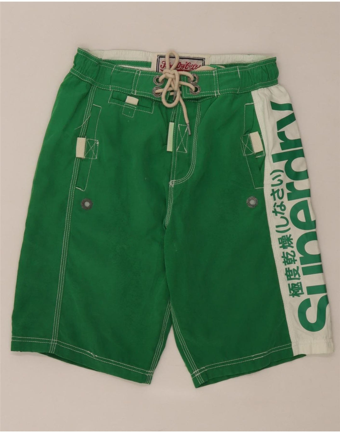 Superdry Shorts de natação masculino gráfico pequeno poliéster colorblock verde