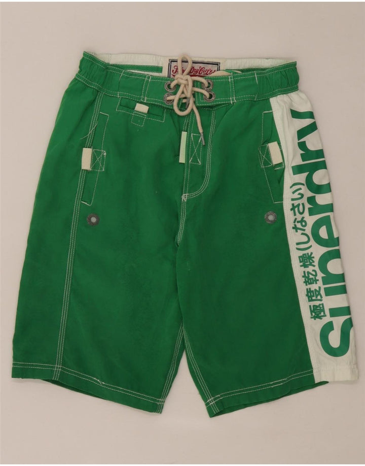 Superdry Shorts de natação masculino gráfico pequeno poliéster colorblock verde