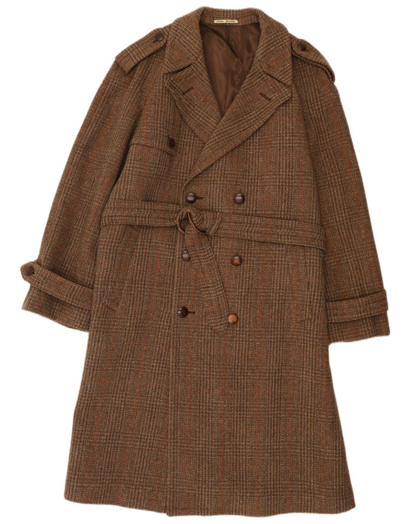 Profilo Mens Military Double Breasted Coat UK 36 Small Brown Check