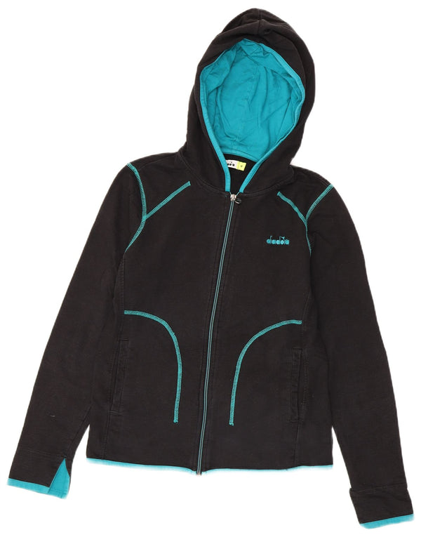 Suéter feminino com capuz e zíper Diadora UK 12 algodão colorblock preto médio