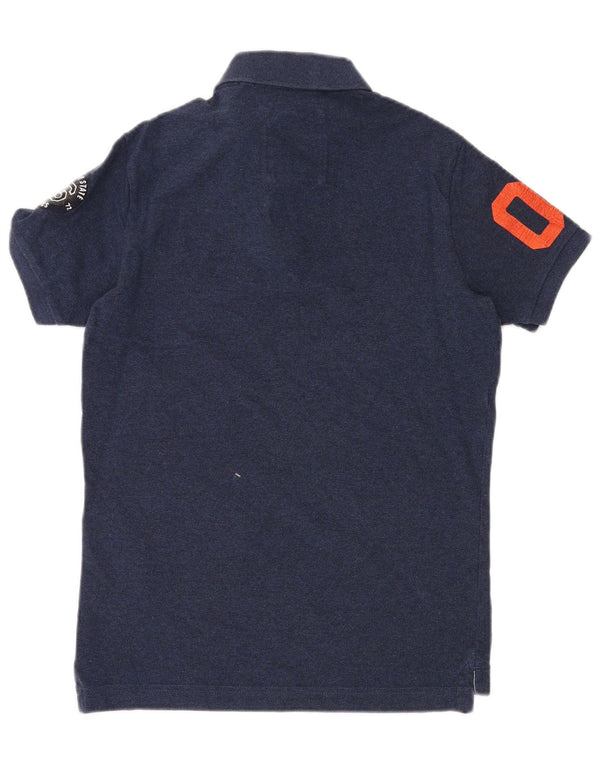 Camisa polo masculina Superdry Graphic azul marinho médio algodão