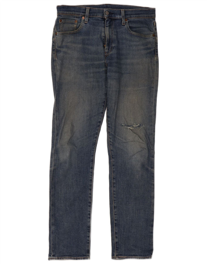 Levi's Masculino 502 Distressed Tapered Jeans W30 L32 Azul Algodão